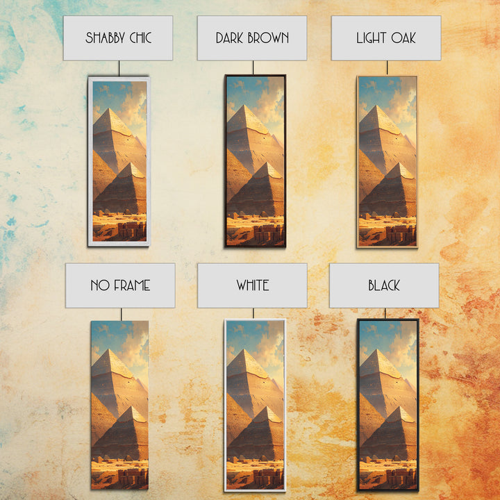 Sunlit Giza Pyramid Vista Wall Art, Egyptian Desert Landscape Canvas Print, Ancient Africa Travel Home Decor Gift For Him
