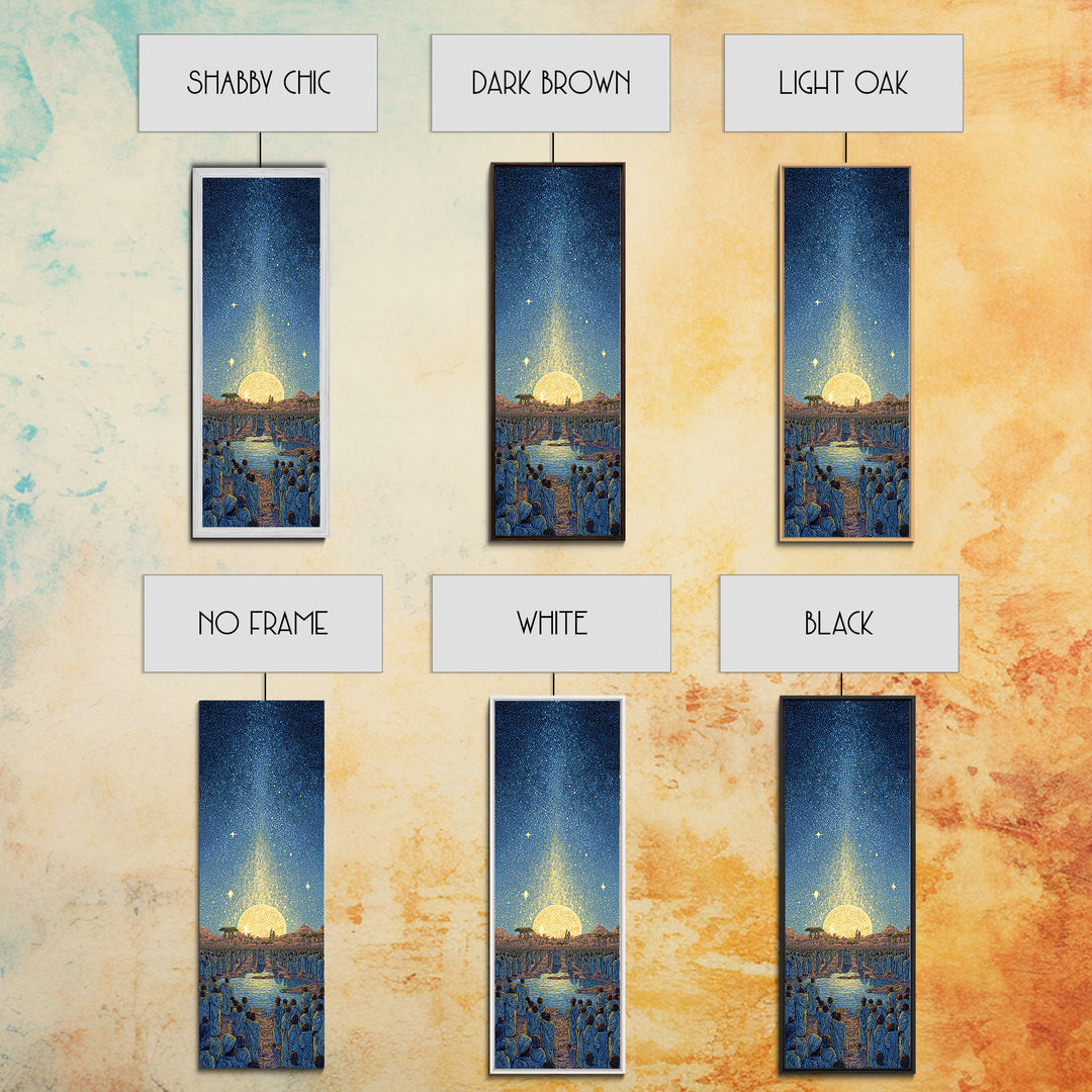 Radiant Sunrise River Ceremony Canvas Print, African Spiritual Wall Art, Golden Sun Decor, Afrocentric Home Gift, Living Room Statement