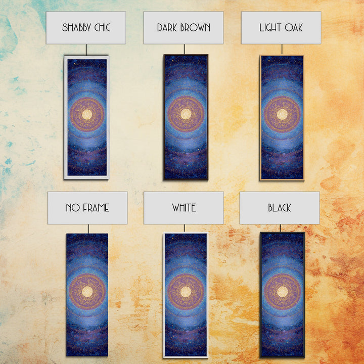 Blue Gold Cosmic Spiral Mandala Canvas Print, Abstract African Inspired Wall Decor, Spiritual Galaxy Art For Meditation Room