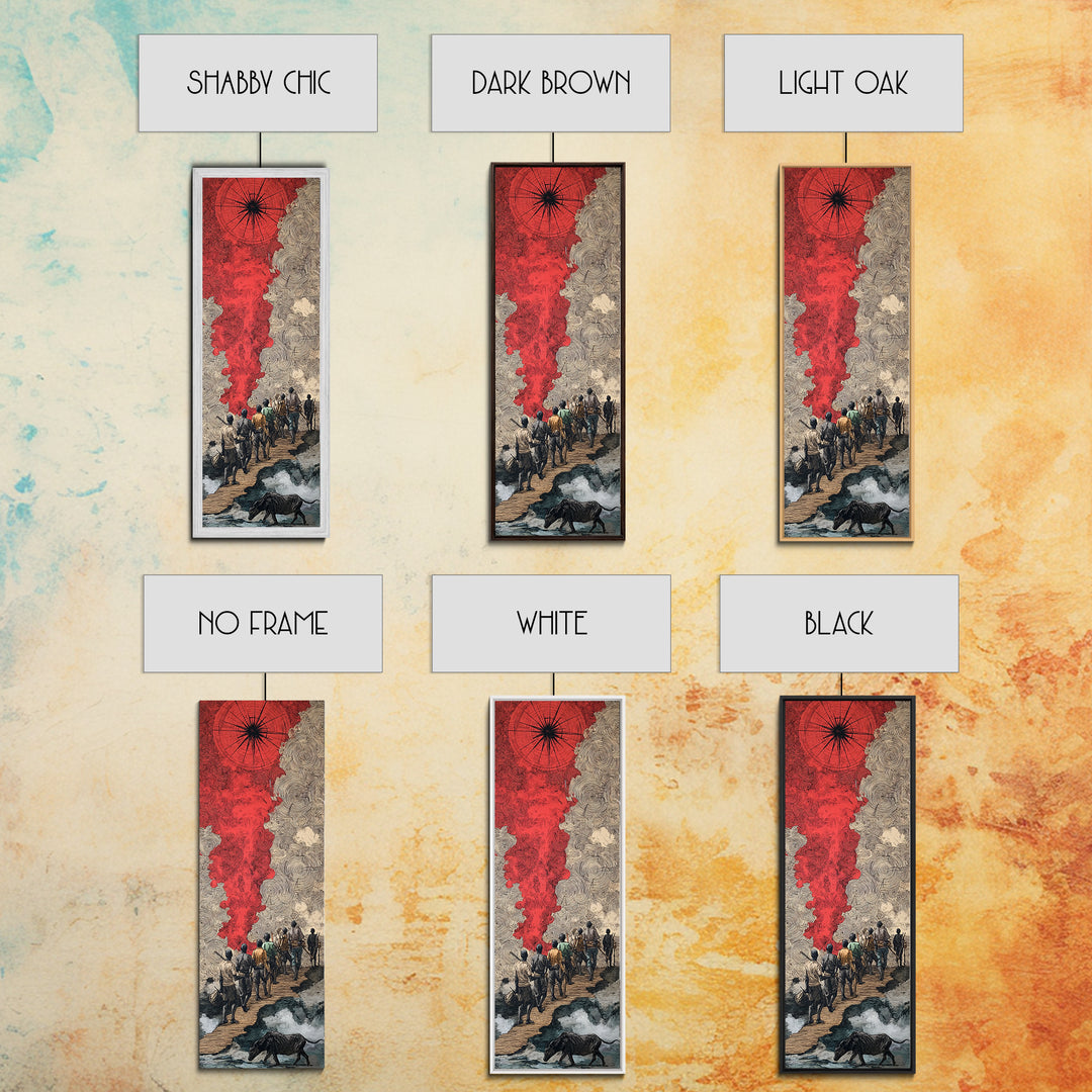 Red Smoke Forest Journey Canvas Print, African Inspired Abstract Wall Art, Travelers Path Decor For Mystical Living Room