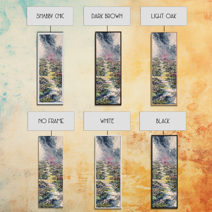 Stormy River City Landscape Wall Art, African Inspired Painting, Dreamy Nature Scene Art, Modern Living Room Canvas Decor