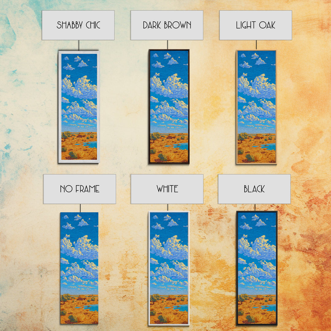 Bright Blue Sky Over Savanna Framed Canvas Print, African Landscape Wall Art, Safari Decor, Rustic Nature Home Decor Gift