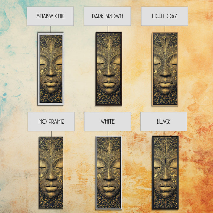 Golden African Mask Face Wall Art, Black And Gold Tribal Portrait, Ethnic Home Decor, Modern Afrocentric Canvas Print Gift