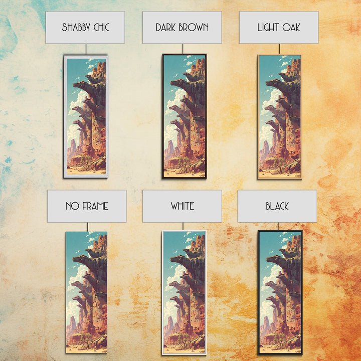 Sunlit Canyon Cliffs With Floating Rock Platforms Wall Art, Fantasy Desert Landscape Canvas Print, Unique Statement Decor
