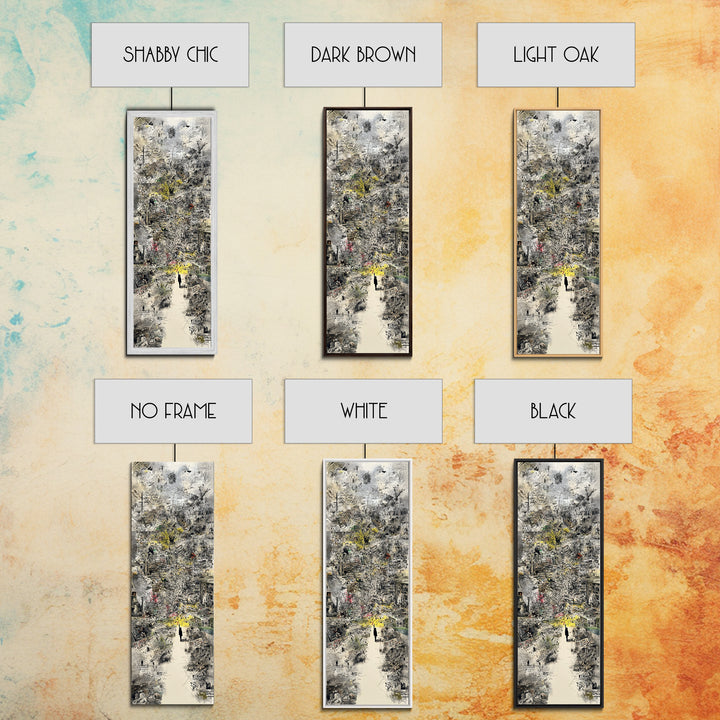 Dreamy Abstract City Ruins Wall Art, Gray Yellow Urban Landscape, Contemporary Canvas Print, Statement Office Decor Gift