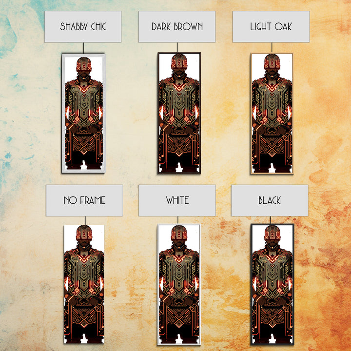 Futuristic African Warrior In Glowing Armor Canvas Print, Afrofuturism Decor, Tribal Art, Black Man Portrait, Bold Wall Decor