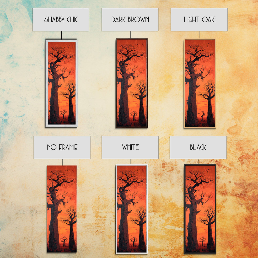 Orange Sunset Baobab Silhouette With Birds, African Wall Art, Safari Landscape, Motherland Decor, Large Canvas Print Gift