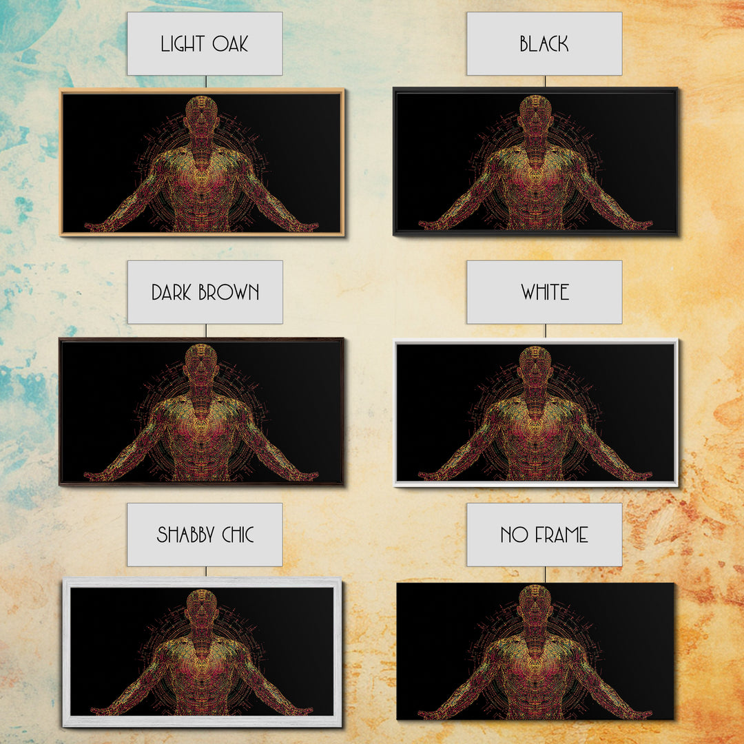 Radiant Digital African Warrior Figure Wall Art, Black Man Art, Spiritual Wall Decor, Afrofuturism Decor, Modern Canvas Art
