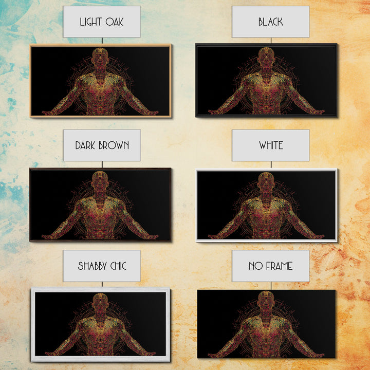 Radiant Digital African Warrior Figure Wall Art, Black Man Art, Spiritual Wall Decor, Afrofuturism Decor, Modern Canvas Art