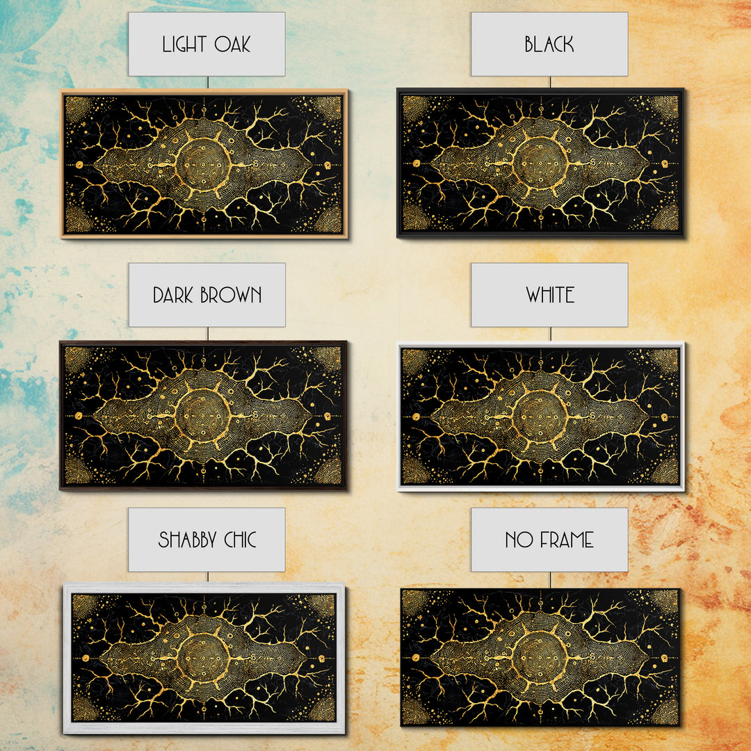 Golden Neural Tree Abstract Canvas Print, African Abstract Art, Spiritual Wall Art, Black And Gold Art, Modern Home Decor