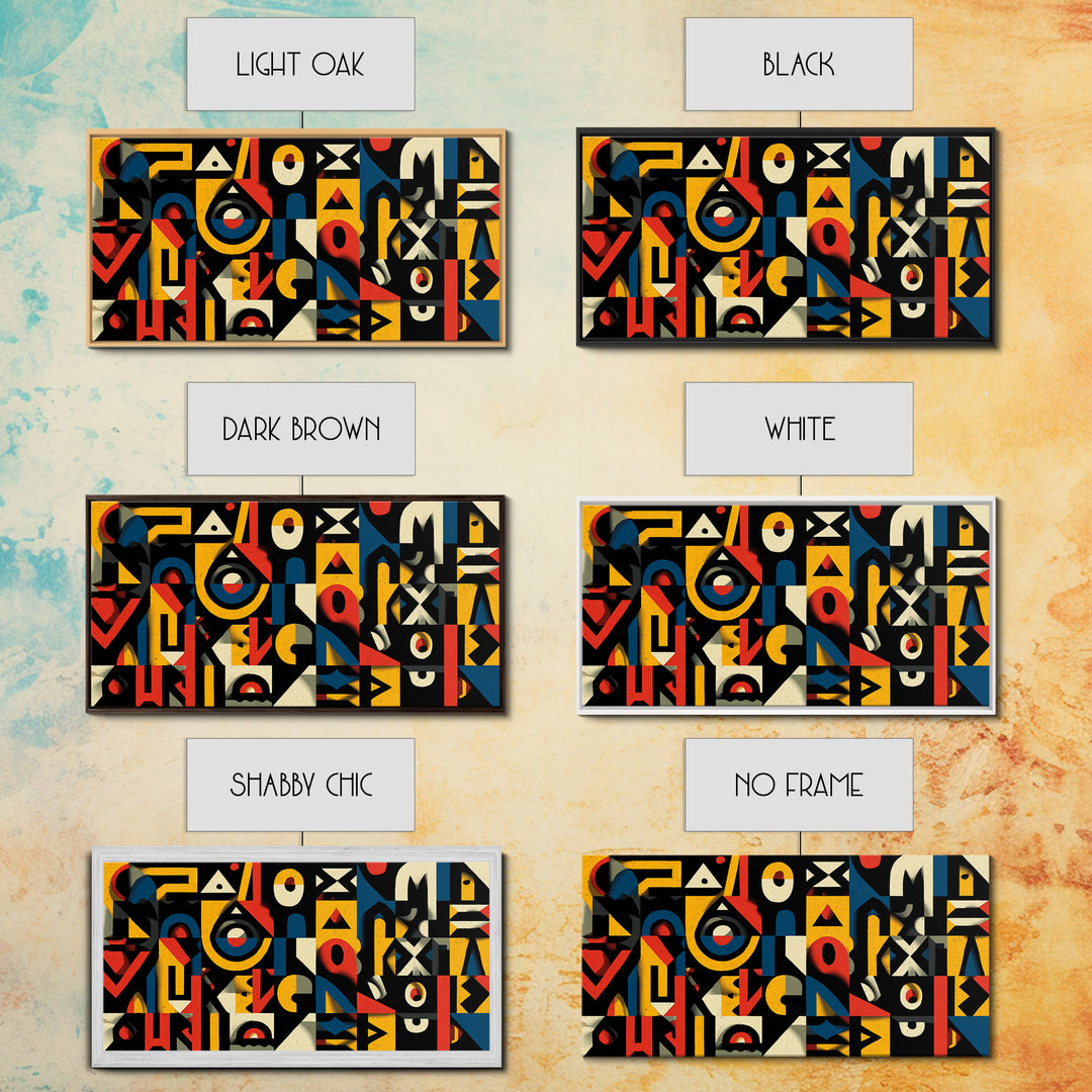 Modern African Geometric Shapes Wall Art, Primary Color Abstract Canvas Decor, Afrocentric Pattern Print, Bold Home Accent