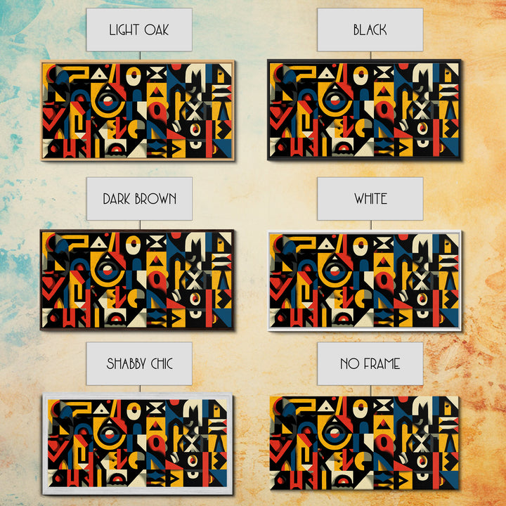 Modern African Geometric Shapes Wall Art, Primary Color Abstract Canvas Decor, Afrocentric Pattern Print, Bold Home Accent