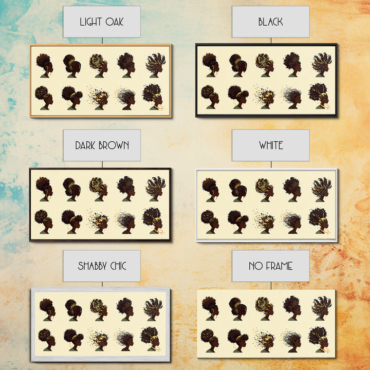 African Women Hairstyle Portraits Wall Art, Black Woman Art, Afrocentric Decor, Melanin Prints, Feminine Home Decor Gift