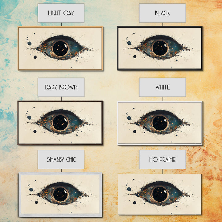 Cosmic Eye Canvas Print, Teal Gold Abstract Painting, Dreamy Wall Art, Modern Mystical Decor For Bedroom Or Office Statement Piece