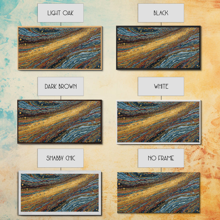 Gold And Teal Flowing Abstract Wall Art, Textured Art Print, Modern Canvas Art, Luxury Home Decor, Large Wall Decor Gift