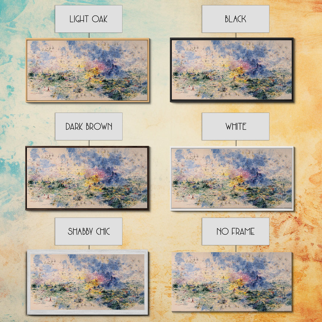 Dreamy Blue Wildflower Meadow Wall Art, Nature Scene Art, Soft Abstract Landscape, Feminine Wall Decor, Large Decor Art Gift