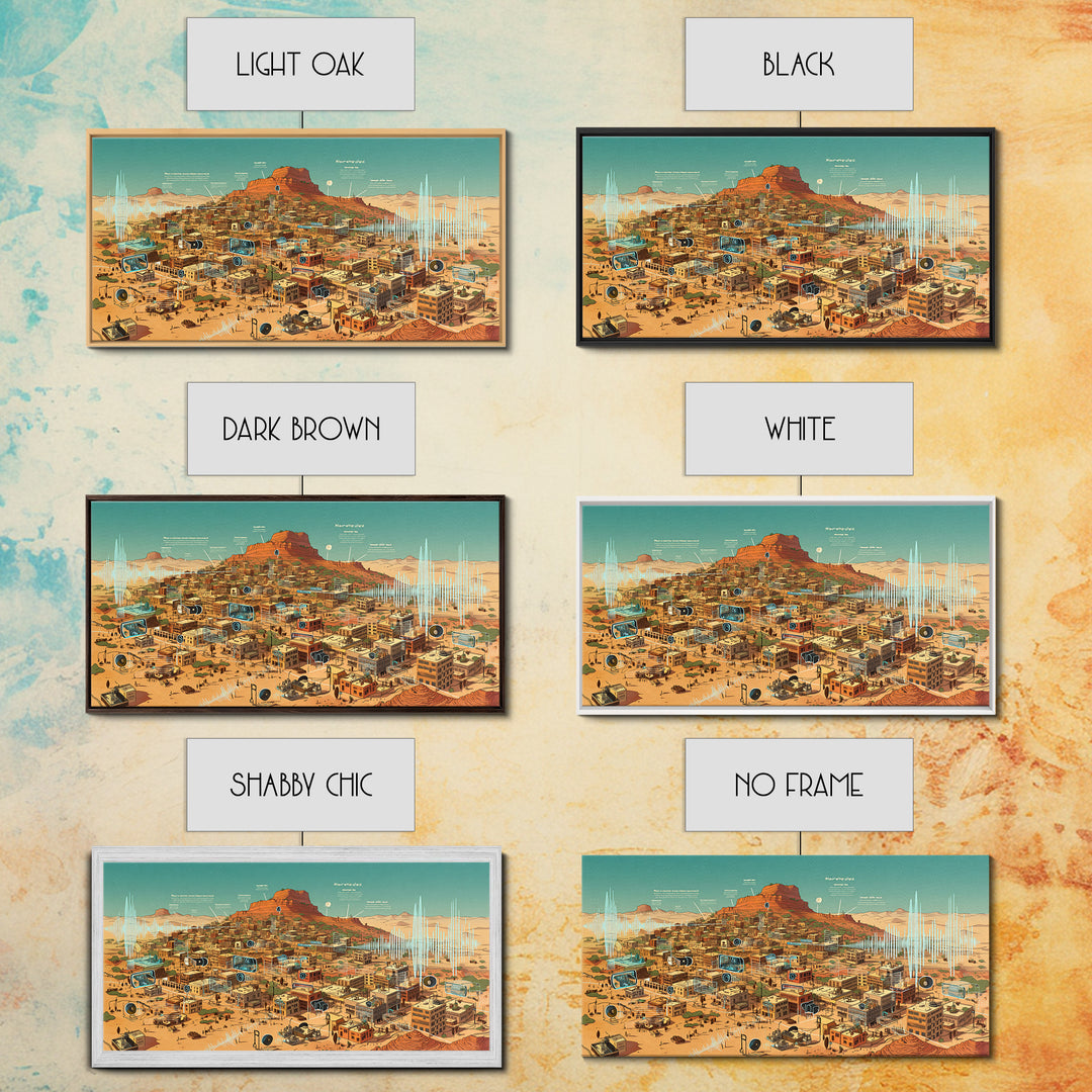 Sci Fi Desert African Town Wall Art, Futuristic Sahara Landscape, Afrocentric Digital Art, Modern African Home Decor Gift