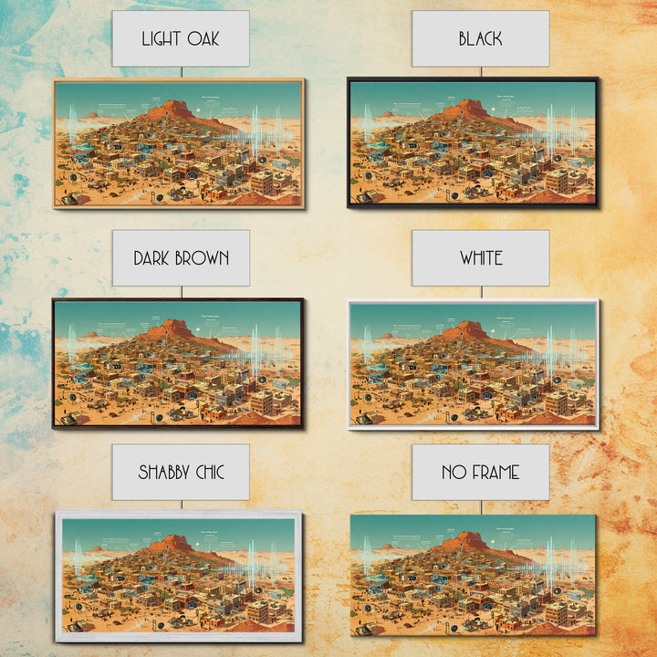 Sci Fi Desert African Town Wall Art, Futuristic Sahara Landscape, Afrocentric Digital Art, Modern African Home Decor Gift