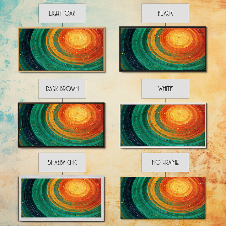 Teal Orange Cosmic Spiral Canvas Print, Abstract African Inspired Wall Art, Vibrant Modern Decor, Boho Statement Gift For Home