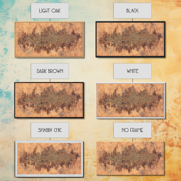 Terracotta Script Map Wall Art, African Inspired Abstract Calligraphy, Geometric Cultural Decor, Earth Tone Canvas Home Decor Gift
