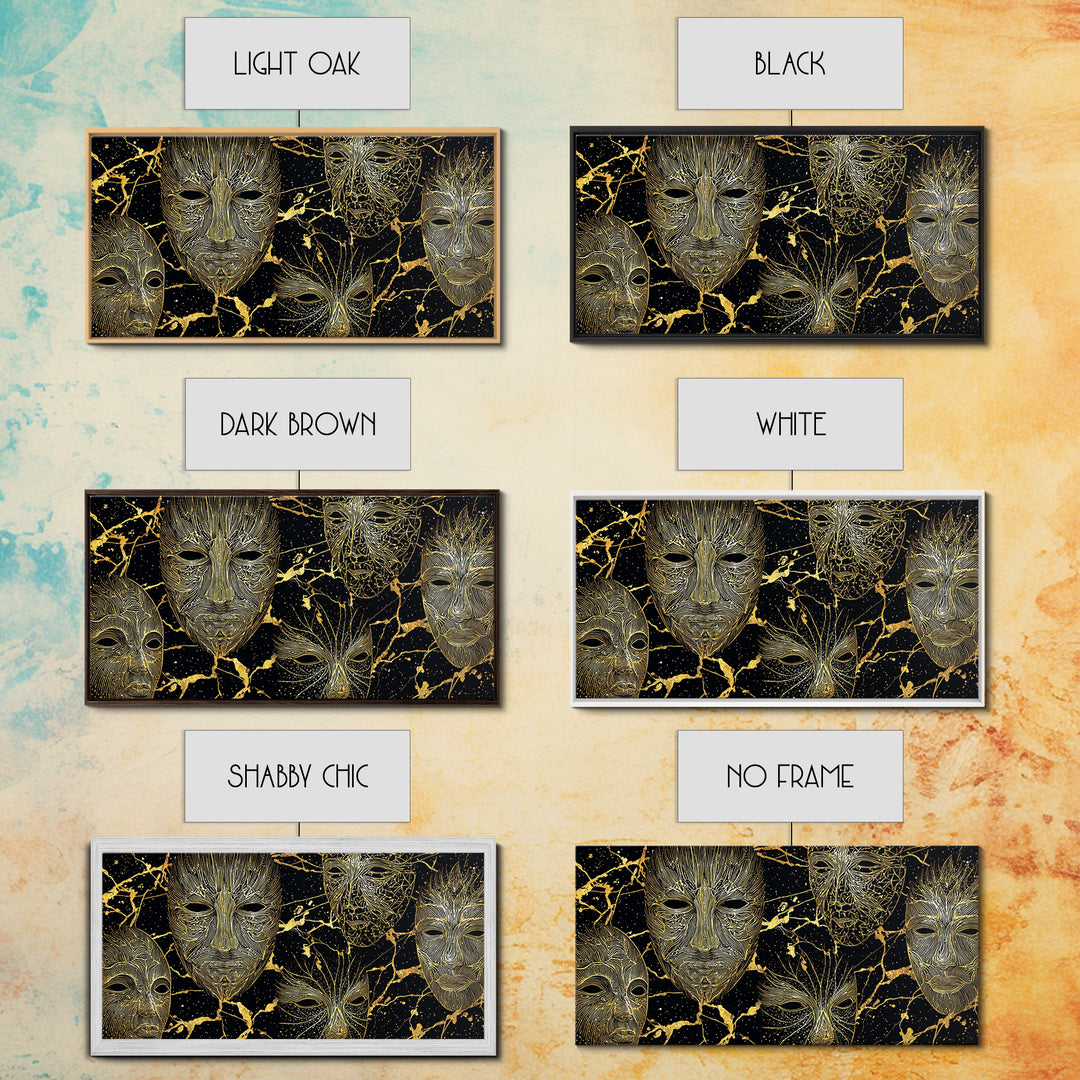Gold Line African Mask Wall Art, Black And Gold Tribal Art Print, Abstract African Art Decor, Afrocentric Statement Decor