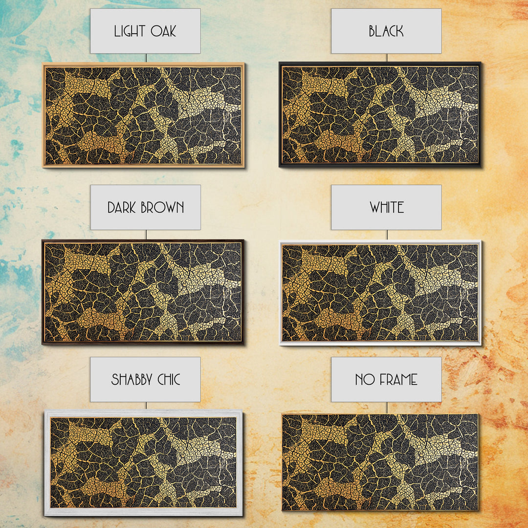 Gold And Black Giraffe Mosaic Canvas Print, African Safari Animal Pattern Wall Art, Luxury Tribal Decor, Earth Tone Artwork