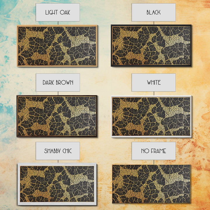 Gold And Black Giraffe Mosaic Canvas Print, African Safari Animal Pattern Wall Art, Luxury Tribal Decor, Earth Tone Artwork