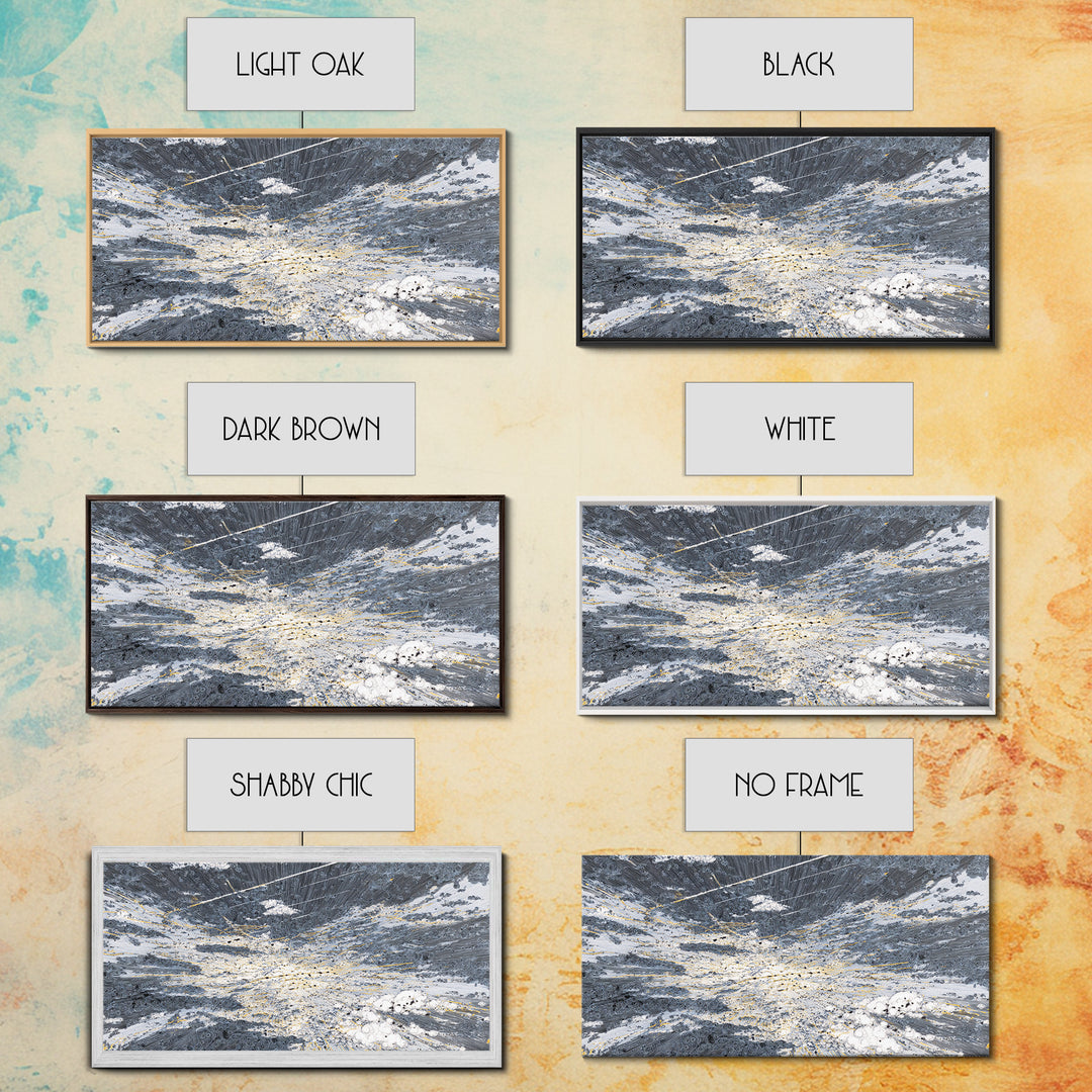 Abstract Ocean Clouds With Gold Network Wall Art, Textured Art Print, Blue Gray Modern Art, Dreamy Wall Art, Office Decor