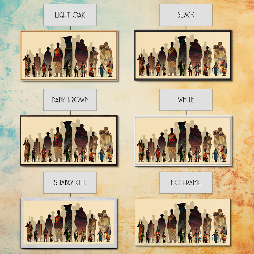 Tall African Fashion Silhouettes Wall Art, Ankara Textile Patterns, Cultural Portrait Canvas Decor, Afrocentric Home Decor