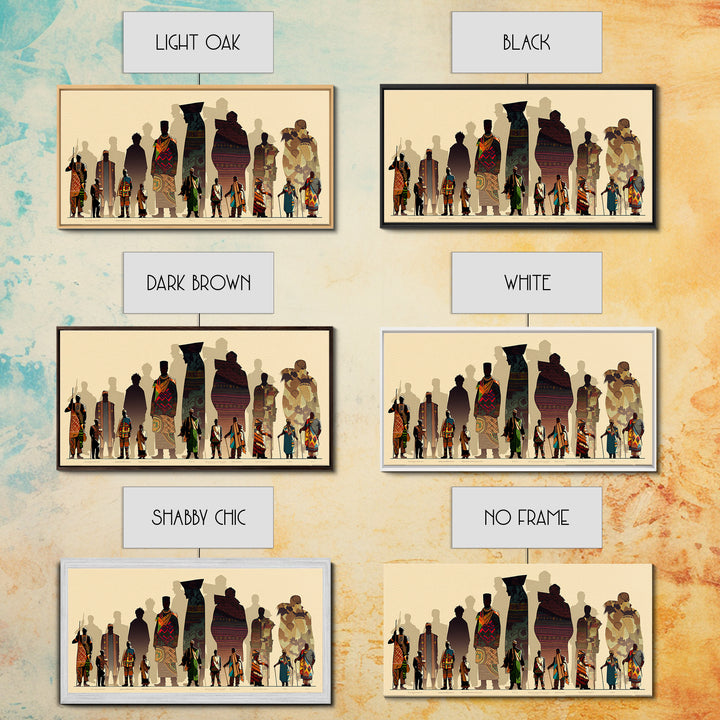 Tall African Fashion Silhouettes Wall Art, Ankara Textile Patterns, Cultural Portrait Canvas Decor, Afrocentric Home Decor