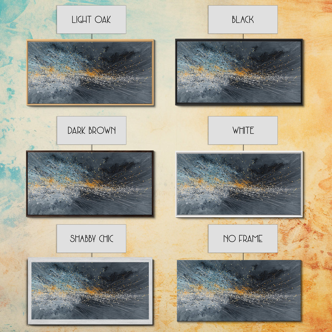 Gray Gold Storm Burst Abstract Large Wall Art, Textured Canvas Print, Modern Living Room Decor, Statement Home Decor Gift