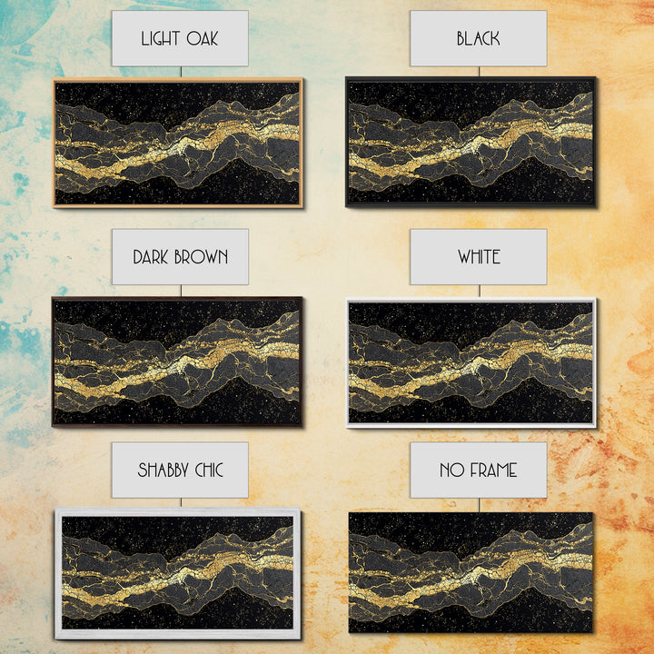 Golden Mountain Vein Abstract Wall Art, Black And Gold African Inspired Canvas Print, Luxury Statement Decor For Home Office