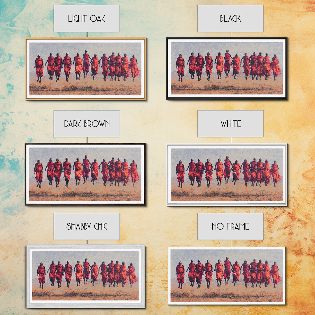 Maasai Warriors In Red Robes Wall Art, African Warrior Art, East African Culture, Tribal Art Print, Safari Decor Gift For Him