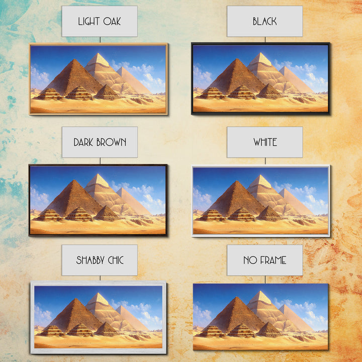 Golden Egyptian Pyramids And Sphinx Desert Wall Art, African Egyptian Art, Ancient African Art, Africa Poster Print Home Decor