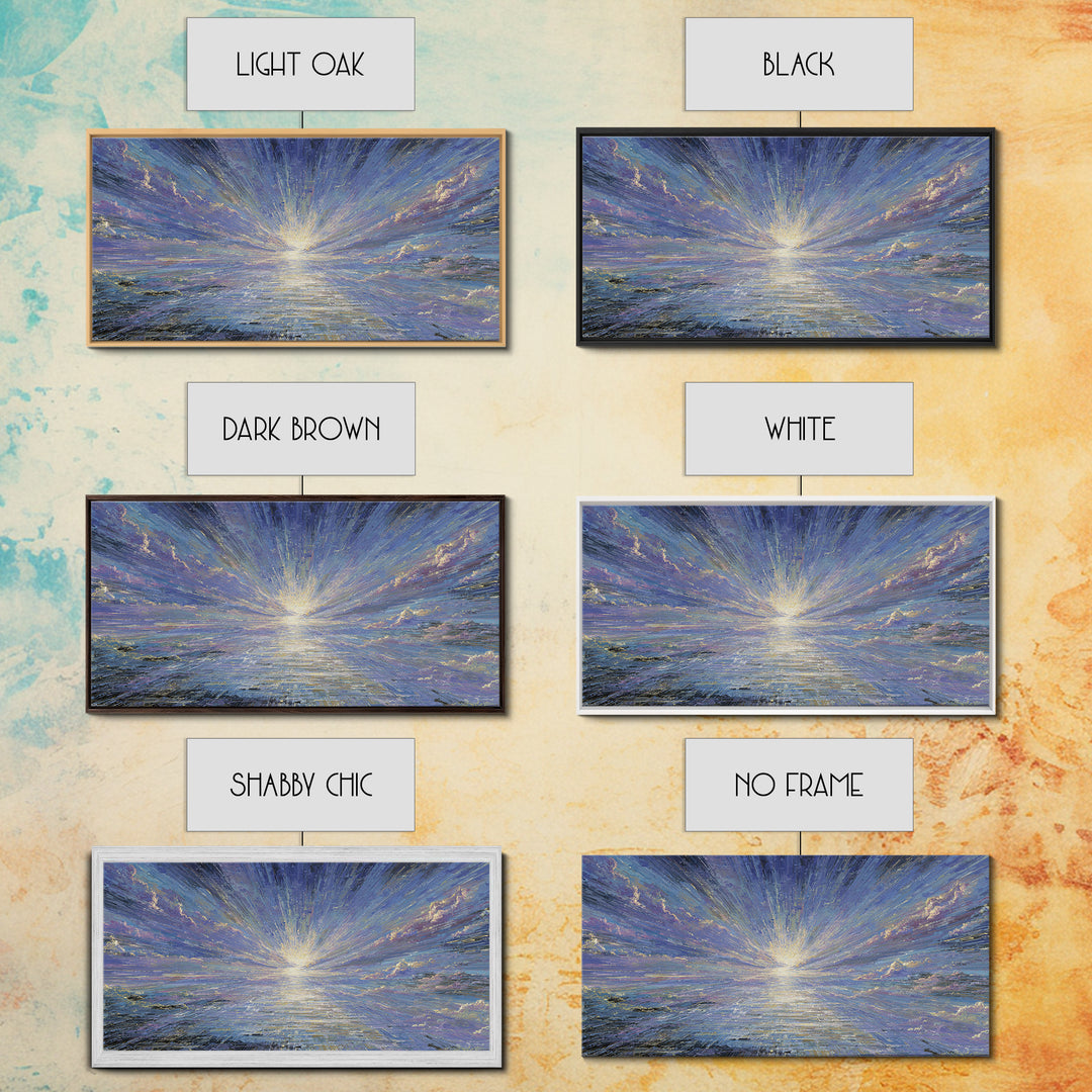 Radiant Sunrise Over Shimmering Ocean Wall Art, Blue Wall Art, Nature Scene Art, Modern Canvas Art, Living Room Decor Gift