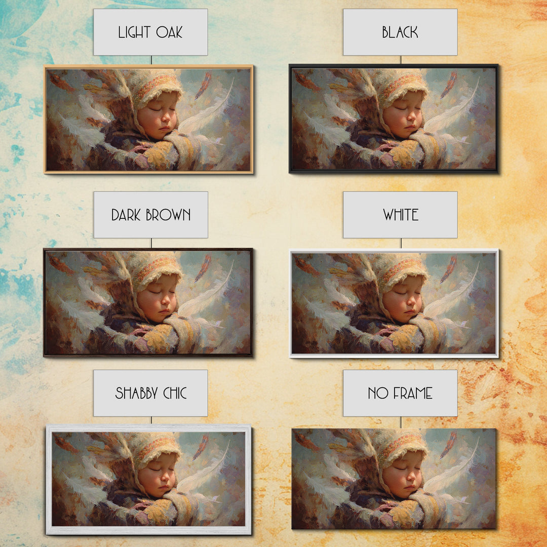 Sleeping Angel Child Canvas Print, Dreamy Spiritual Wall Decor, Soft Nursery Portrait, Peaceful Gift For Her, Unique Home Decor