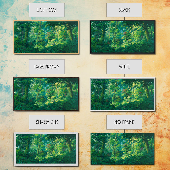 Sunlit Tropical Rainforest Wall Art, Lush Green Jungle African Safari Print, Nature Scene Canvas, Calm Bedroom Decor Gift