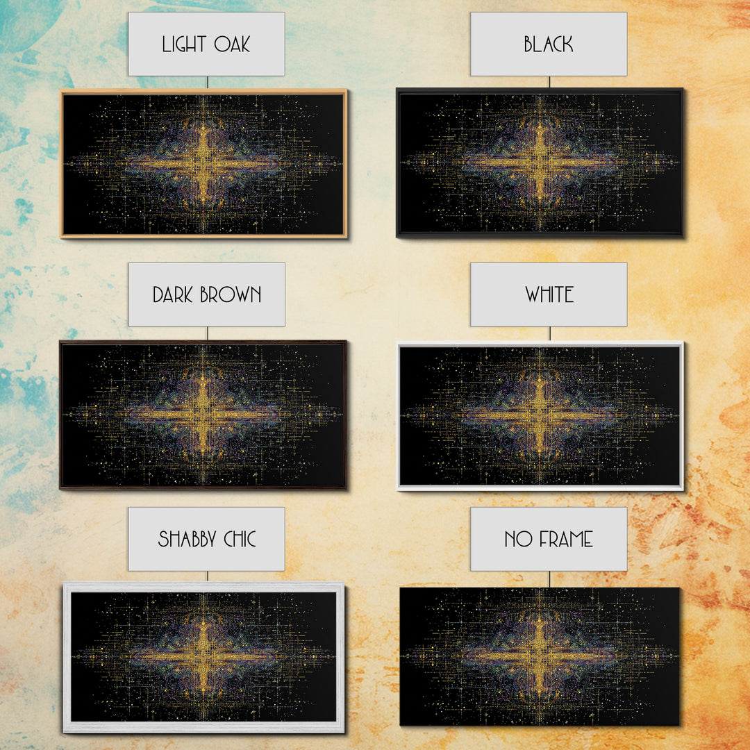 Radiant Gold Starburst Energy On Black Canvas Print, Abstract African Art, Spiritual Wall Art, Luxury Modern Decor For Office