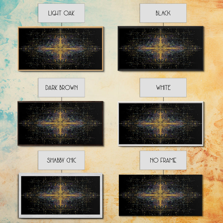 Radiant Gold Starburst Energy On Black Canvas Print, Abstract African Art, Spiritual Wall Art, Luxury Modern Decor For Office