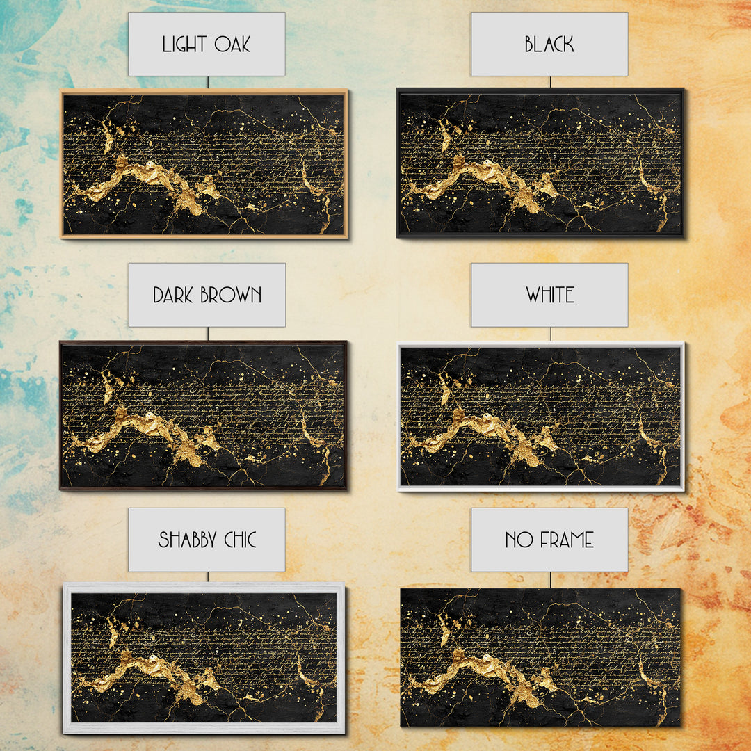 Black And Gold Abstract Script Wall Art, African Inspired Map Decor, Luxury Canvas Print, Modern Afrocentric Home Decor Gift