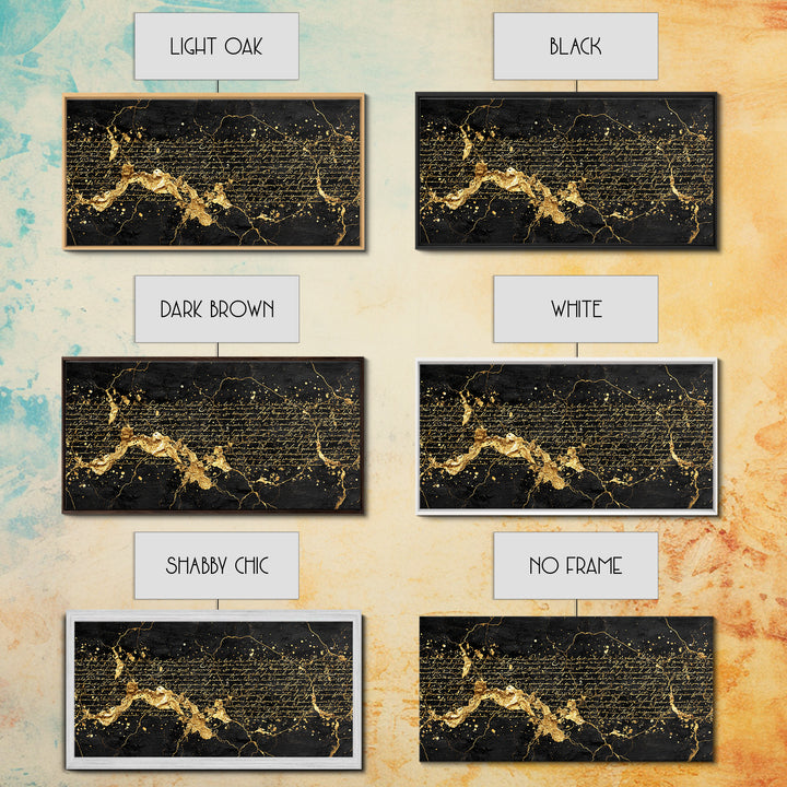 Black And Gold Abstract Script Wall Art, African Inspired Map Decor, Luxury Canvas Print, Modern Afrocentric Home Decor Gift