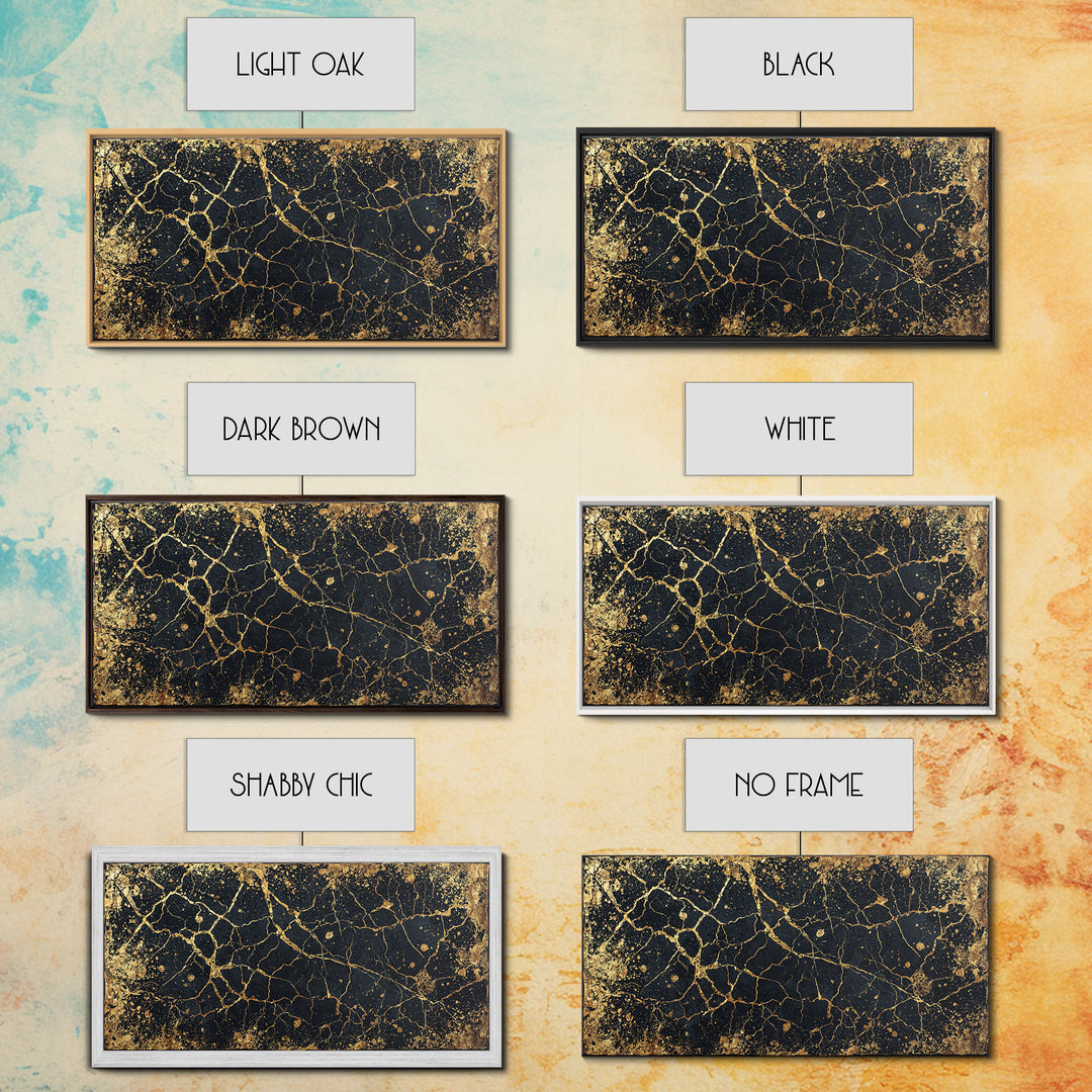 Black Gold Cracked Marble Wall Art, Abstract African Art Print, Luxury Canvas Decor, Earth Tone Textured Statement Piece