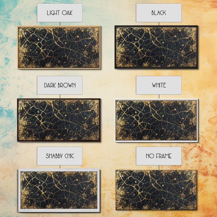 Black Gold Cracked Marble Wall Art, Abstract African Art Print, Luxury Canvas Decor, Earth Tone Textured Statement Piece