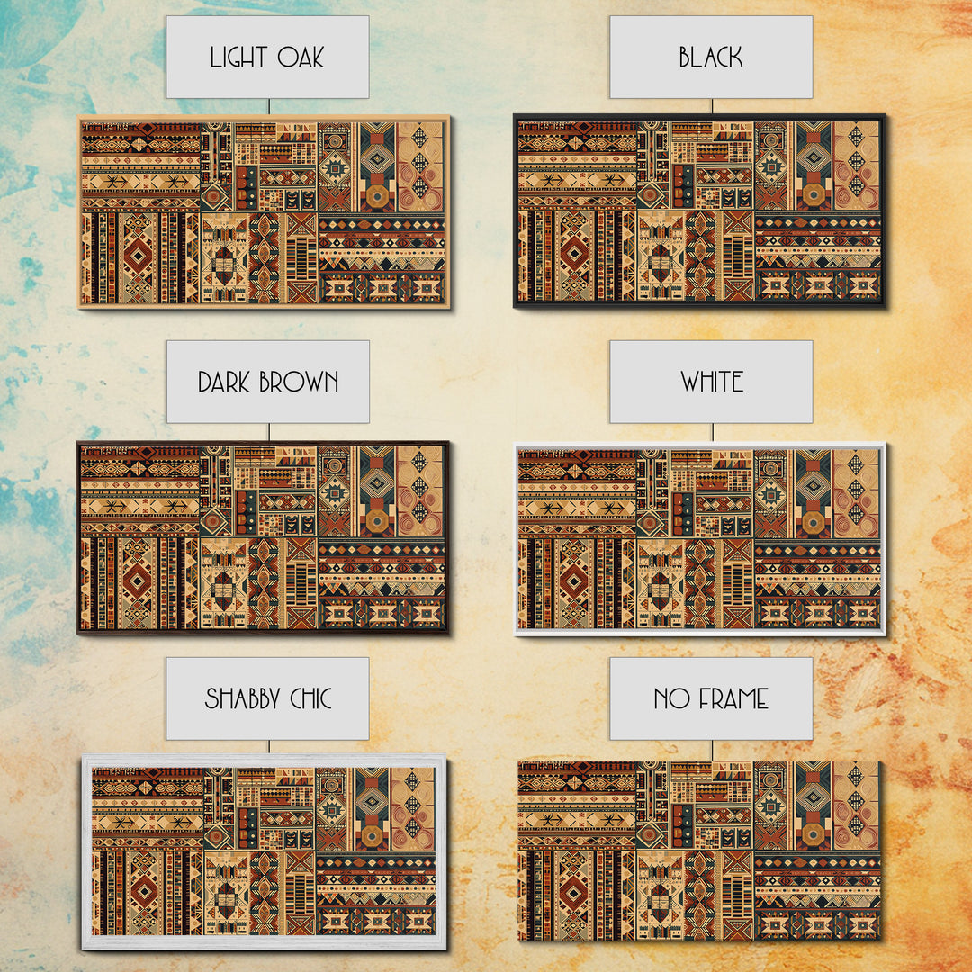 Intricate African Textile Patterns Framed Canvas Print, Ankara Wall Decor, Tribal Geometric Art, Ethnic Home Decor Gift Idea