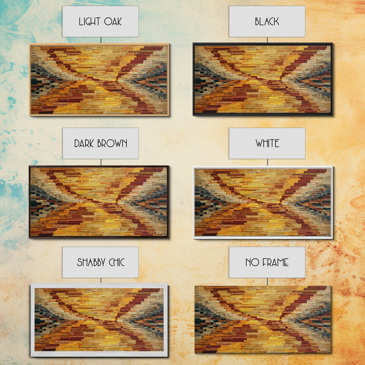 Rustic Mud Cloth Sunset Abstract Wall Art, African Fabric Print, Earth Tone Textile Decor, Boho Cultural Home Decor Gift