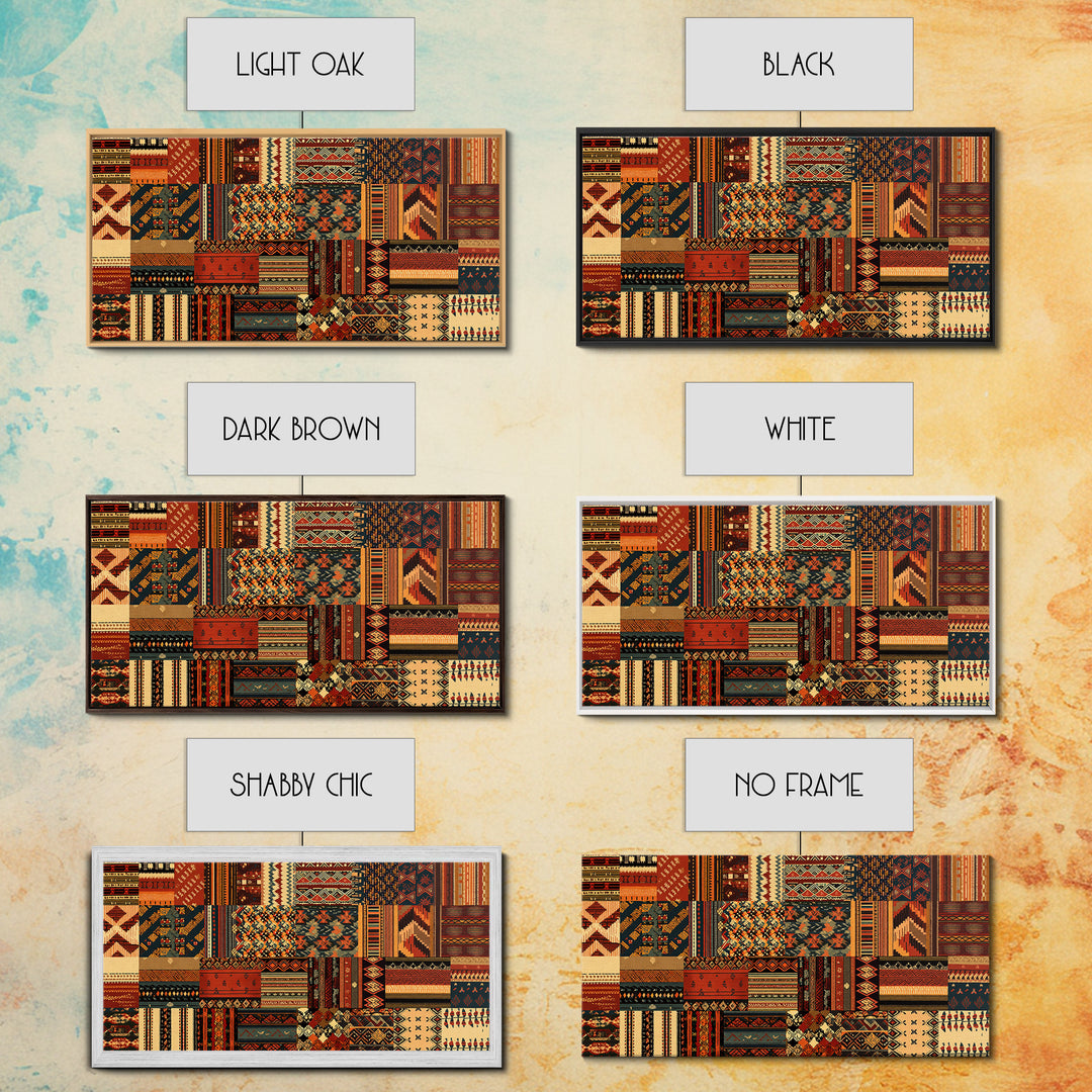 Tribal Ankara Quilt Textile Canvas Print, African Fabric Patterns, Boho Wall Decor, Ethnic Art Print For Modern Home Decor