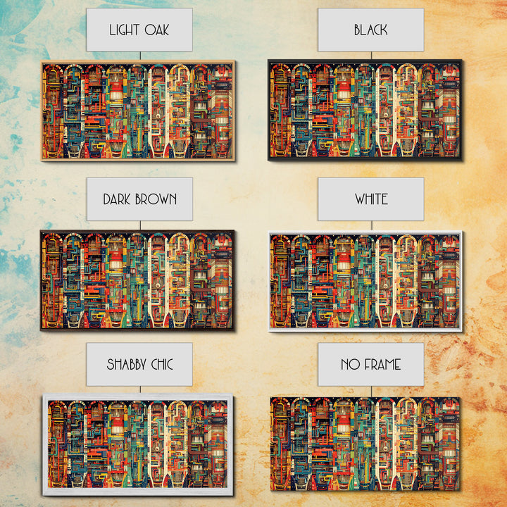 Vibrant Archway Circuit Maze Canvas Print, Colorful African Art Abstract, Afrofuturism Wall Art, Bold Living Room Decor Gift