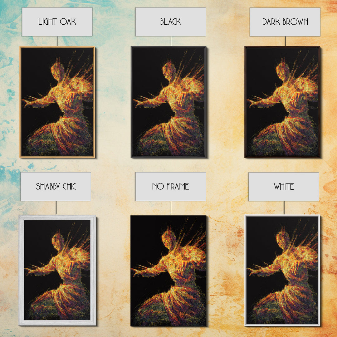 Fiery Abstract African Dancer Canvas Print, Afrocentric Wall Art, Black Culture Art, Spiritual Motion, Bold Home Decor Gift