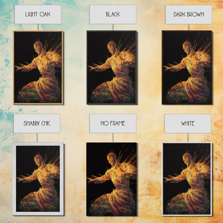 Fiery Abstract African Dancer Canvas Print, Afrocentric Wall Art, Black Culture Art, Spiritual Motion, Bold Home Decor Gift
