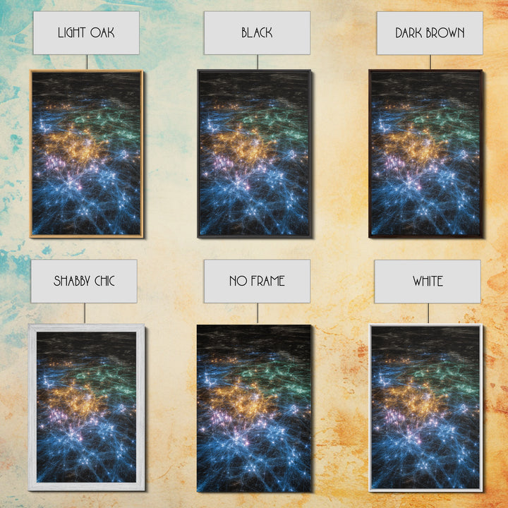 Glowing Data Constellation Abstract Wall Art, Modern Canvas Art, Digital Art, Blue Home Decor, Large Office Decor Gift For Him